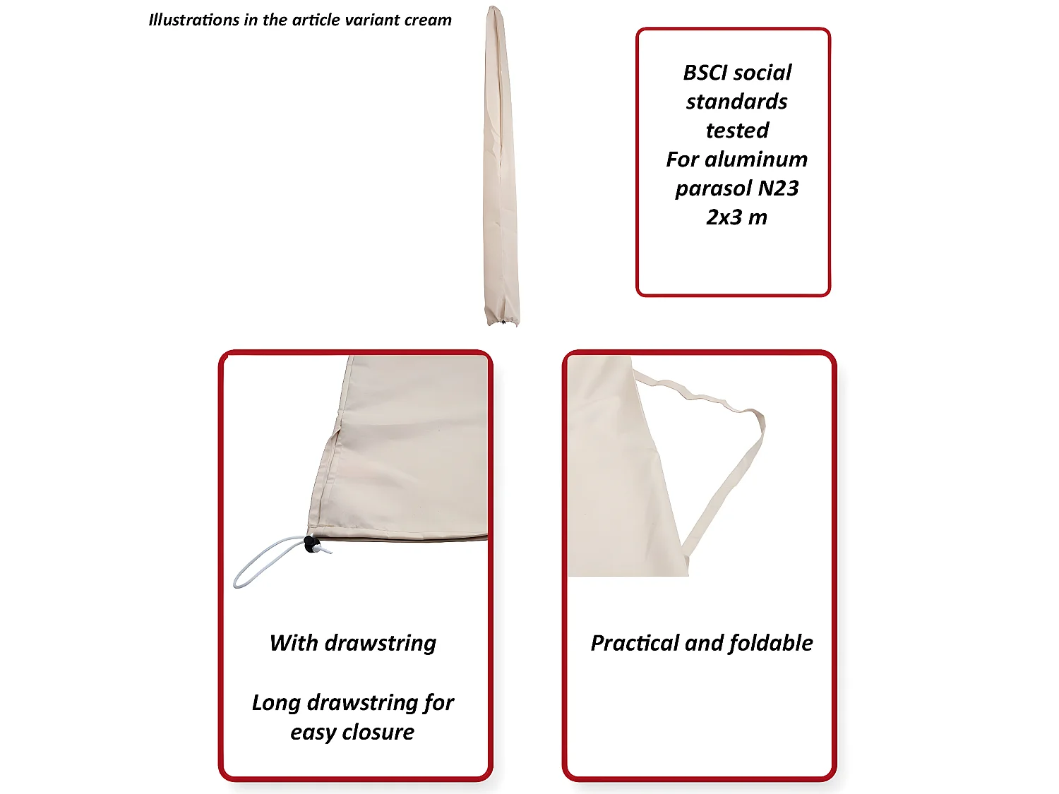 Funda protectora para sombrilla Castellammare,  antracita