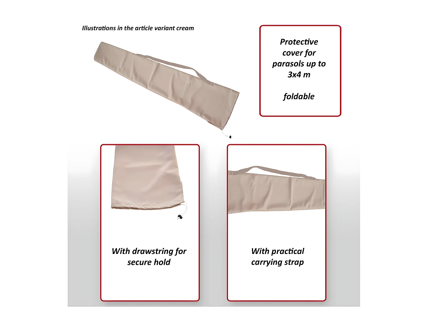 Funda protectora para sombrilla,  crema