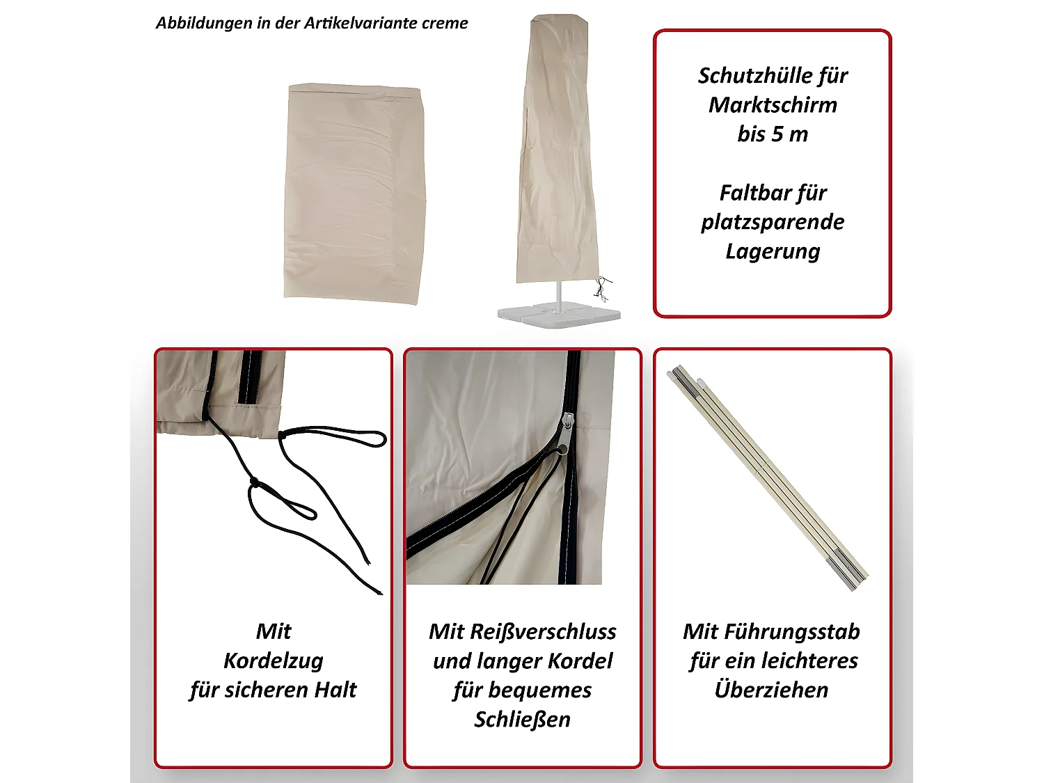 Housse de protection Carpi pour parasol de marché jusqu'à 5m,  terre cuite