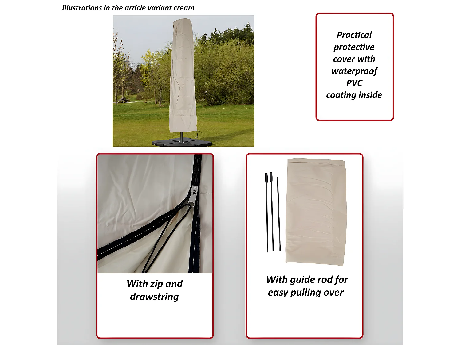 Housse de protection MCW pour parasol jusqu'à 4,3m,  rouge