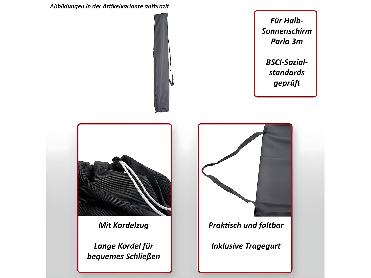 Beschermhoes voor parasol Lorca II,  antraciet