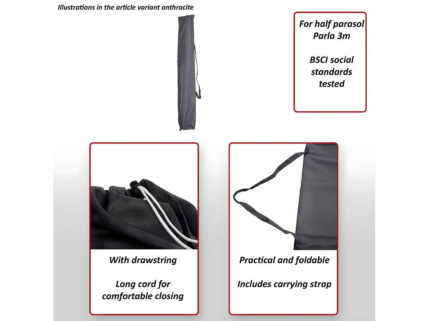 Beschermhoes voor parasol Lorca II,  antraciet