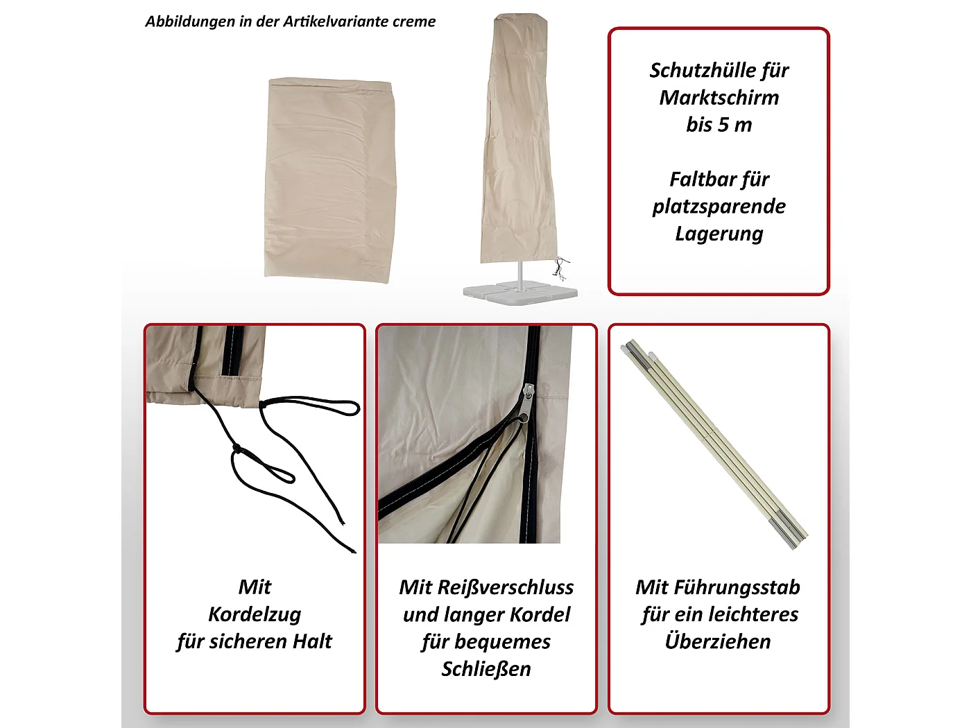 Housse de protection Carpi pour parasol de marché jusqu'à 5m,  anthracite