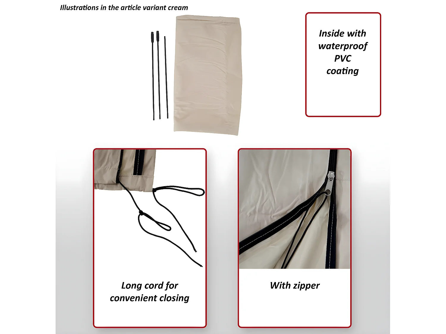 Housse de protection MCW pour parasol jusqu'à 4m,  rouge