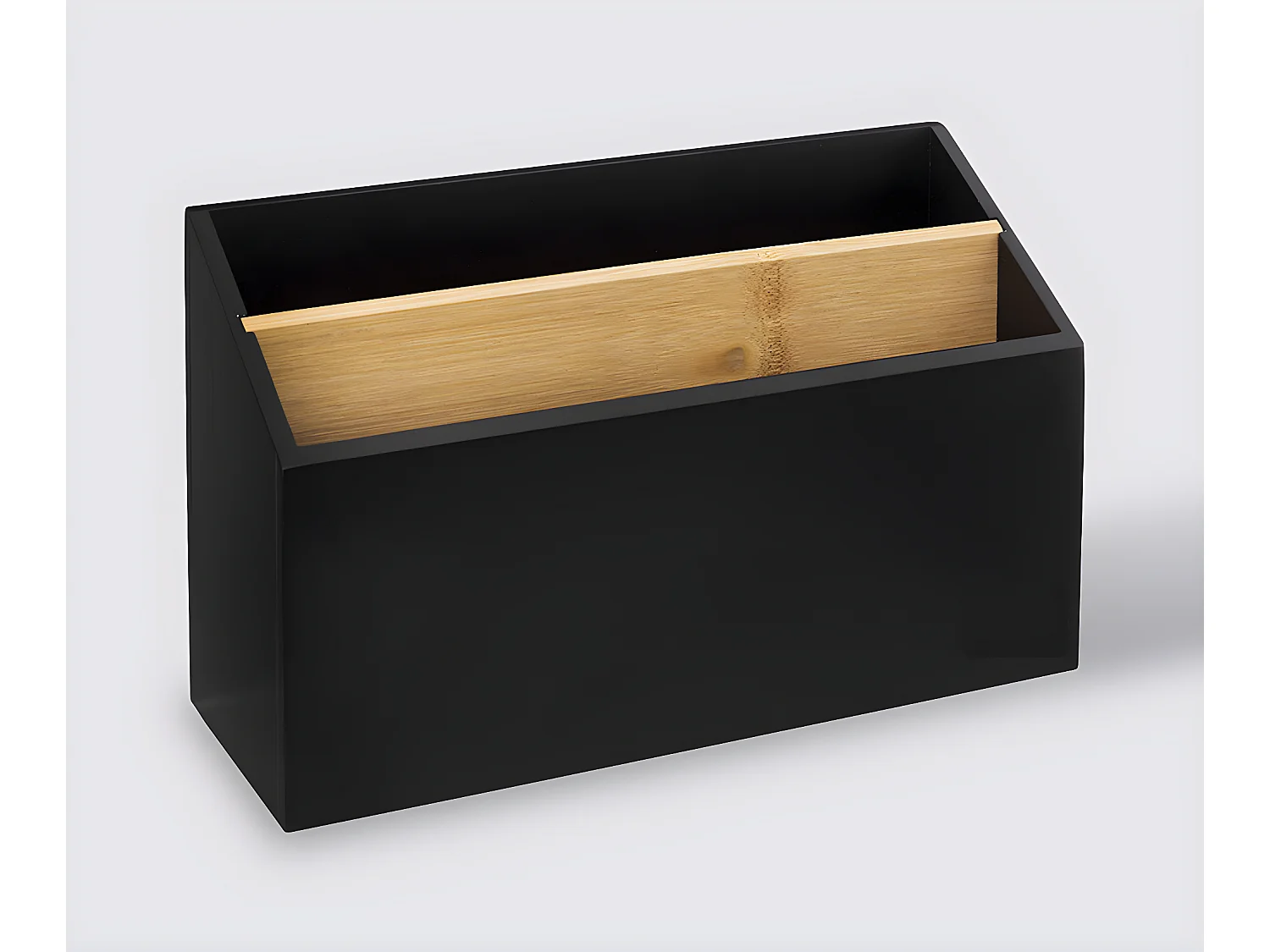 Organiseur de bureau, rangement de bureau en bois coloris noir - L. 25 x P. 9 x H. 16 cm