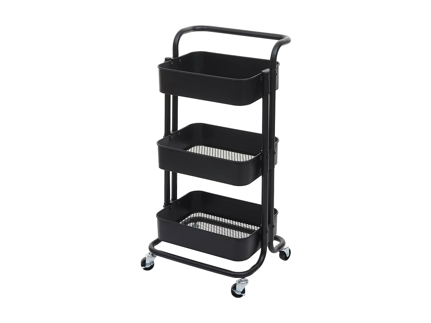 Carrello da portata cucina con manico MCW-C64 metallo 35x44x88cm nero