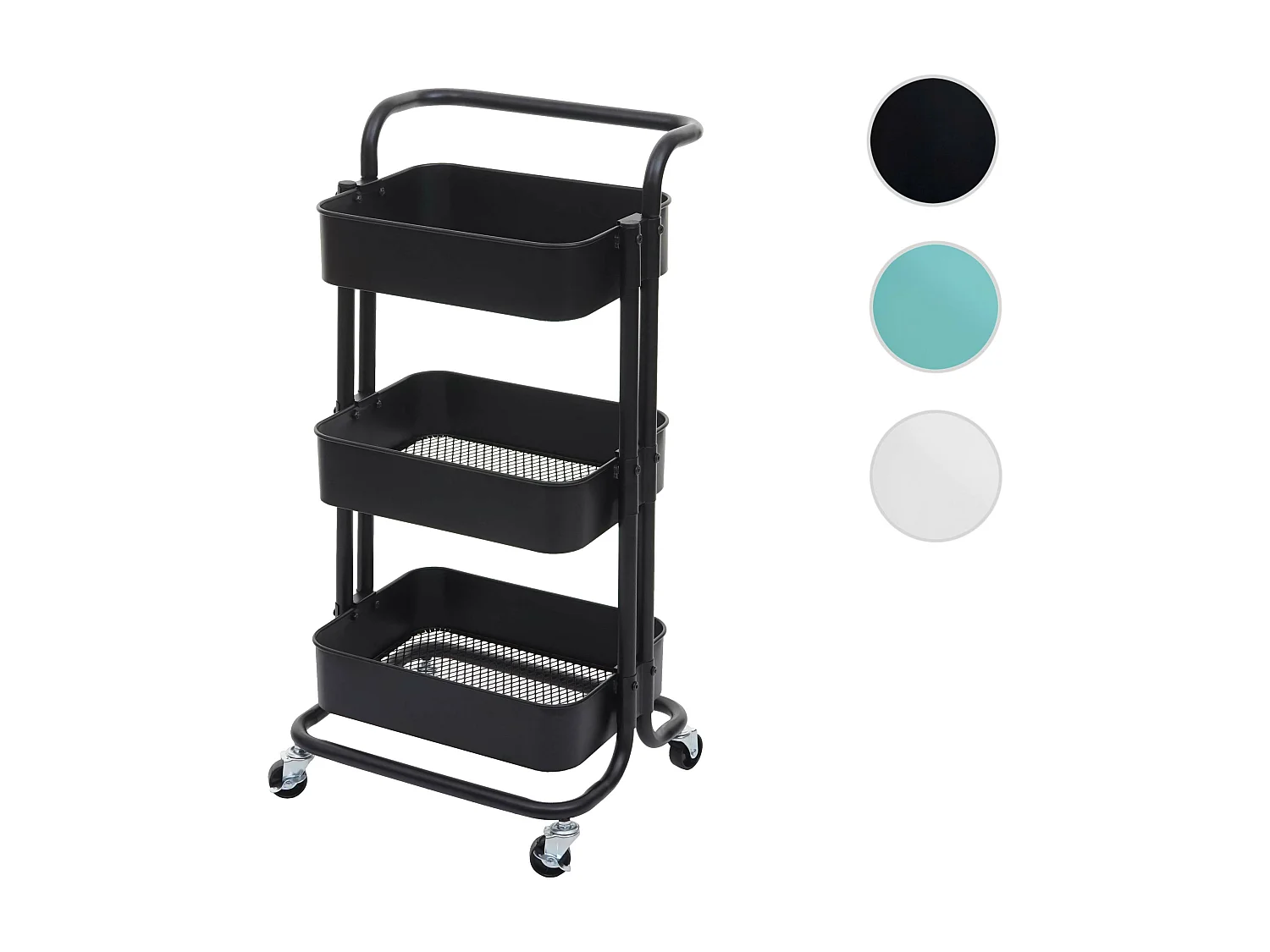Carrello da portata cucina con manico MCW-C64 metallo 35x44x88cm nero
