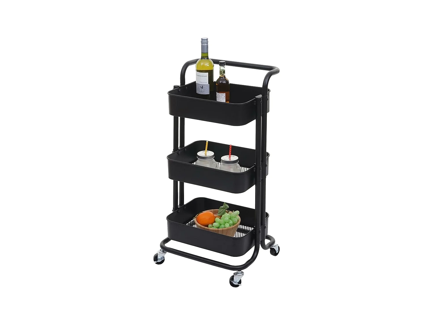 Dienwagen MCW-C64 met handgreep,  zwart met handvat