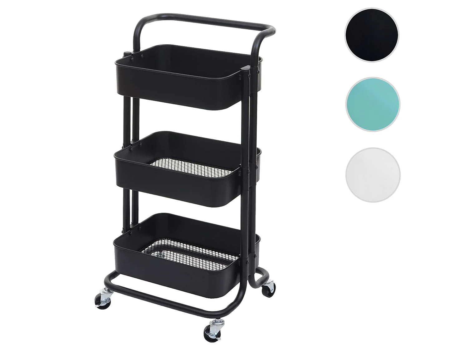 Chariot de service MCW-C64 avec poignée,  noir avec poignée