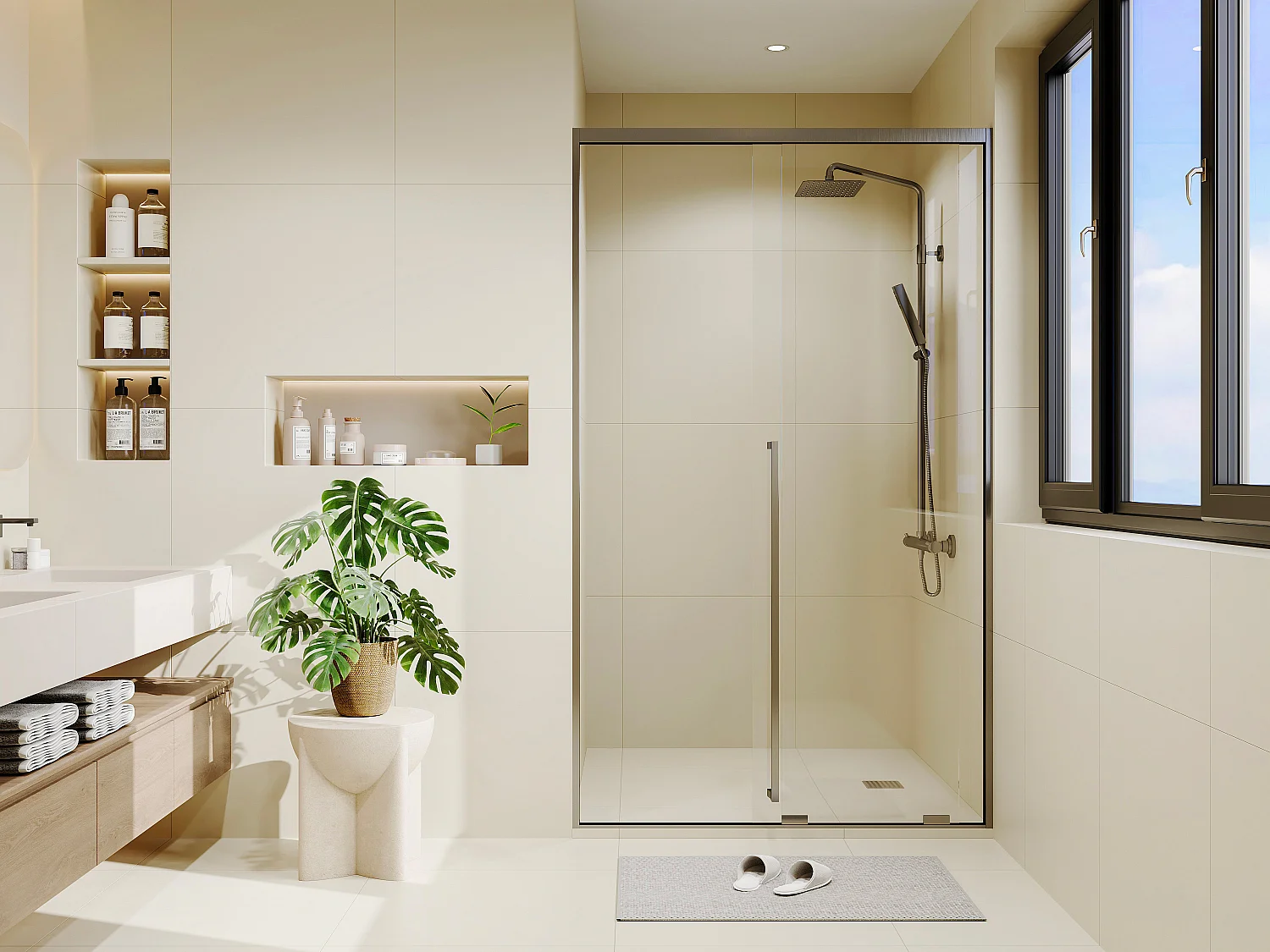 Porte de douche coulissante - Verre trempé 8 mm - 120 x 200 cm - Coloris Gun métal - COVINGTON