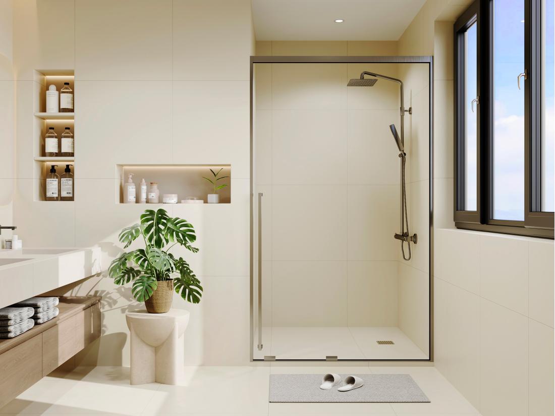 vente unique Porte de douche coulissante - Verre trempé 8 mm - 120 x 200 cm - Coloris Gun métal - COVINGTON