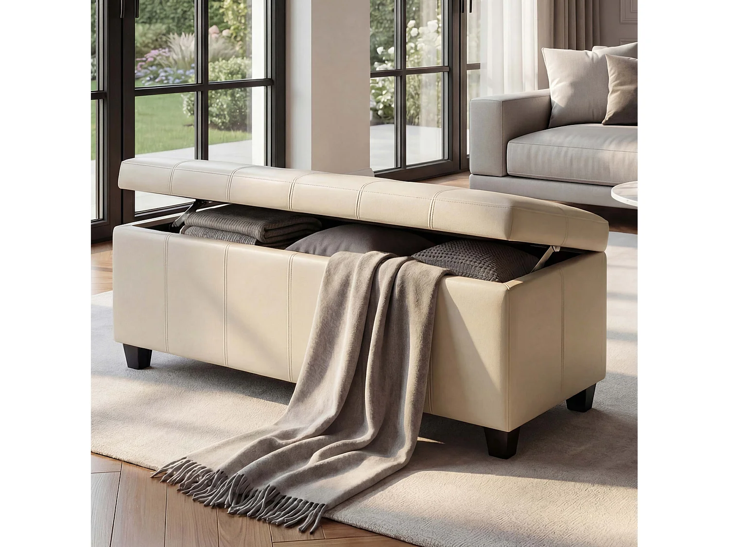 Skrzynia do przechowywania Kriens,  kremowa