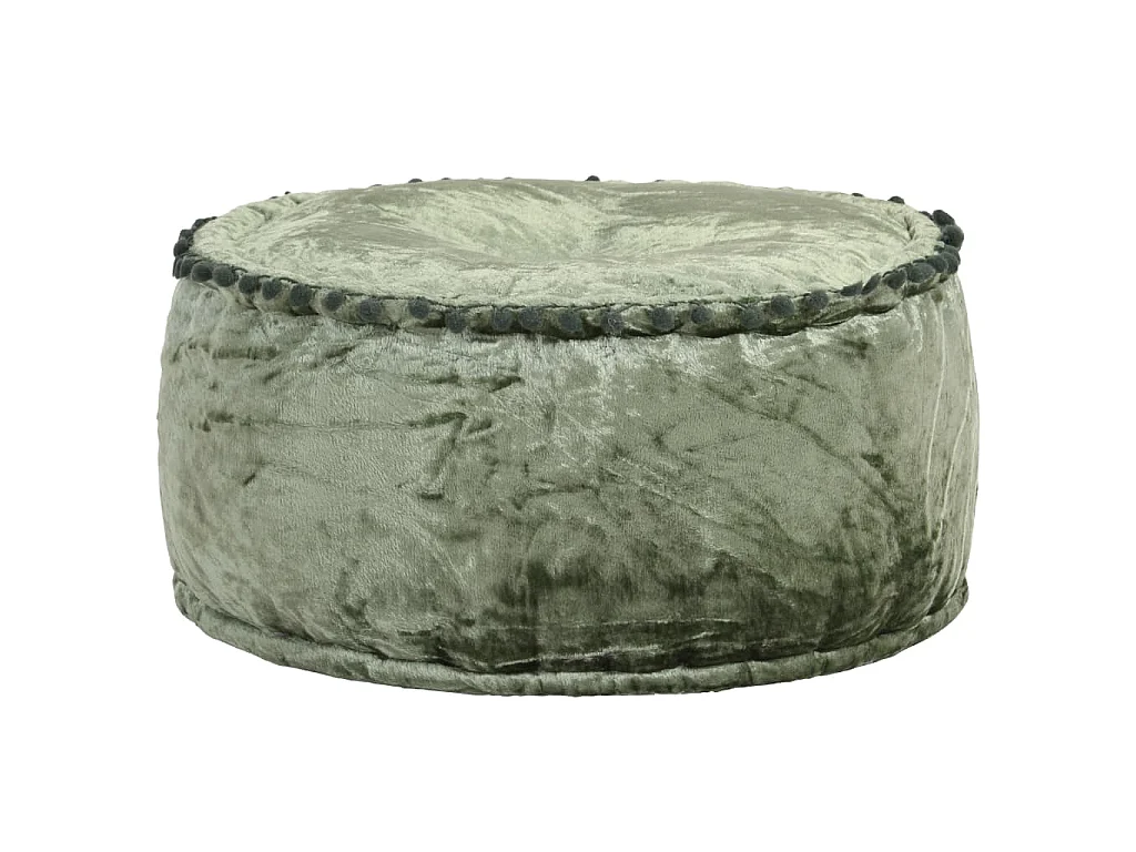 Pouf Rond Velours 40x20 cm Vert
