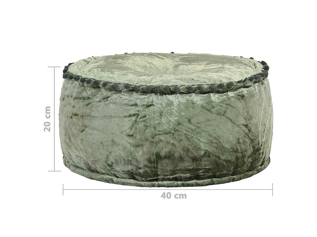 Pouf Rond Velours 40x20 cm Vert