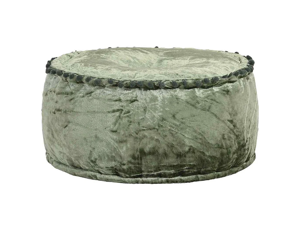 Pouf Rond Velours 40x20 cm Vert
