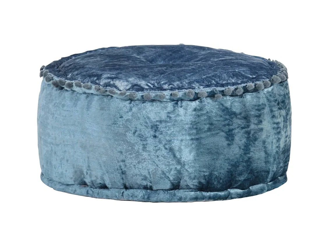 Poef rond 40x20 cm fluweel blauw