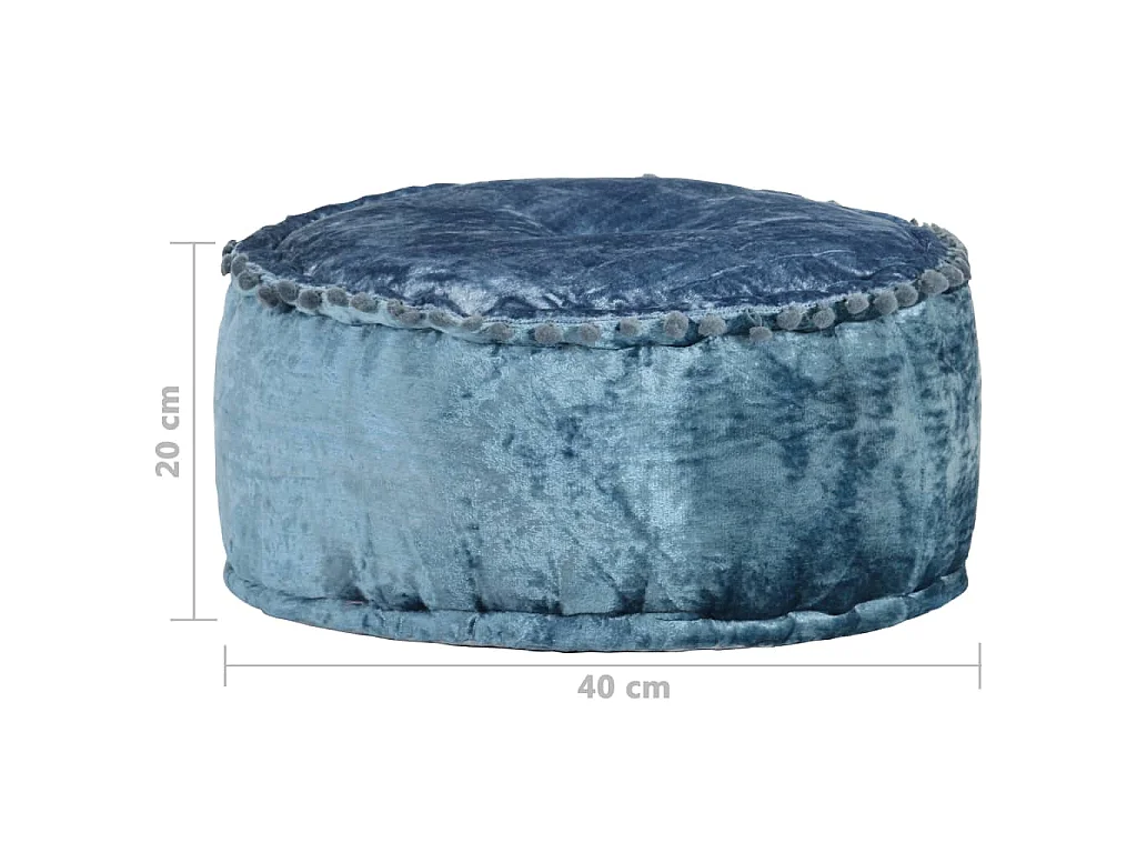 Puf redondo de terciopelo azul 40x20 cm