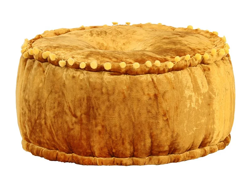 Pouf Rund Samt 40x20 cm Senfgelb