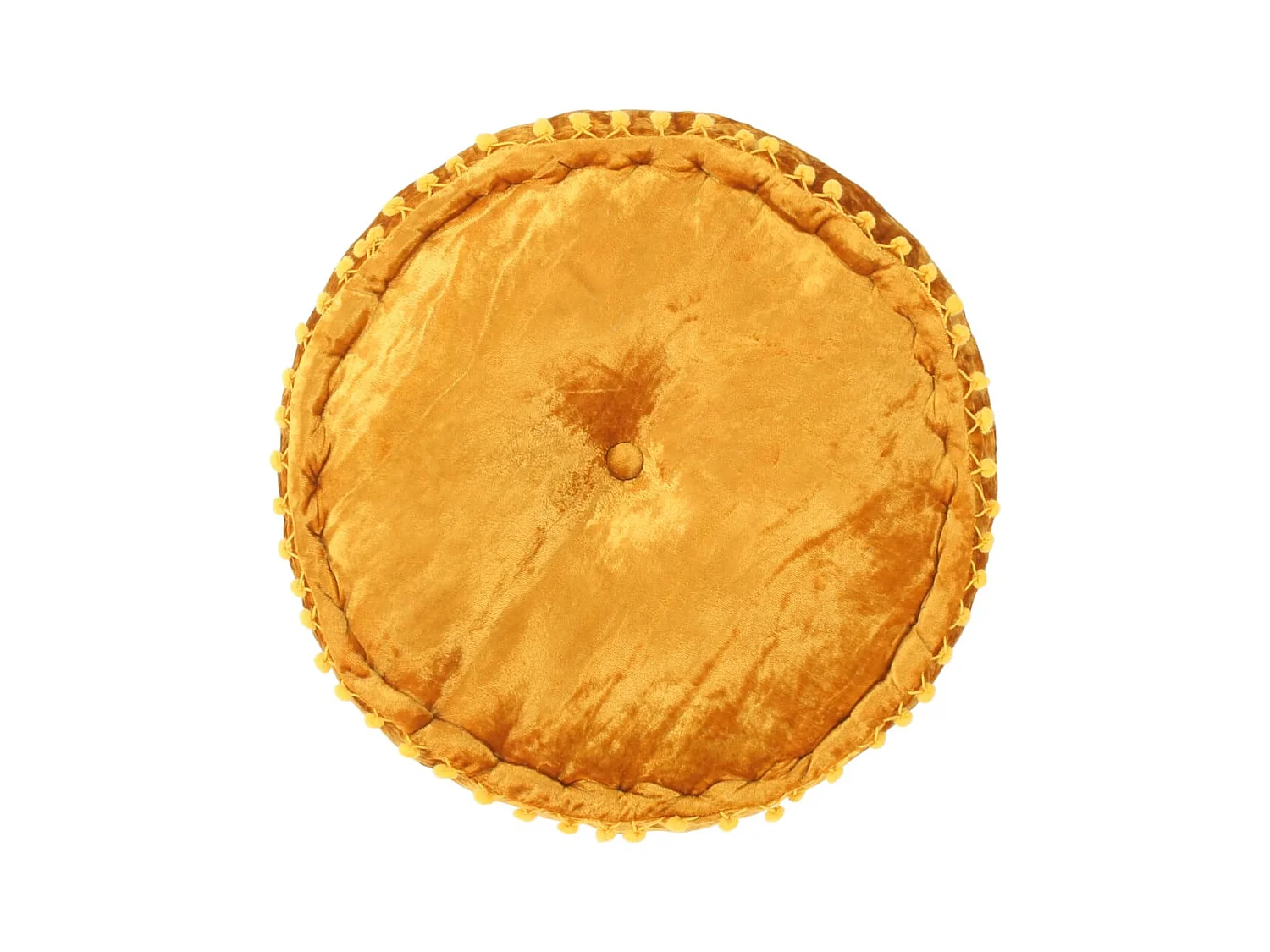 Poef rond 40x20 cm fluweel mosterdkleurig