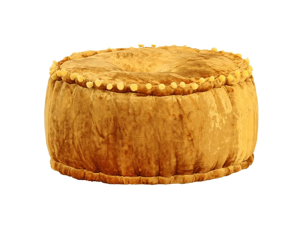 Pouf Rond Velours 40x20 cm Moutarde