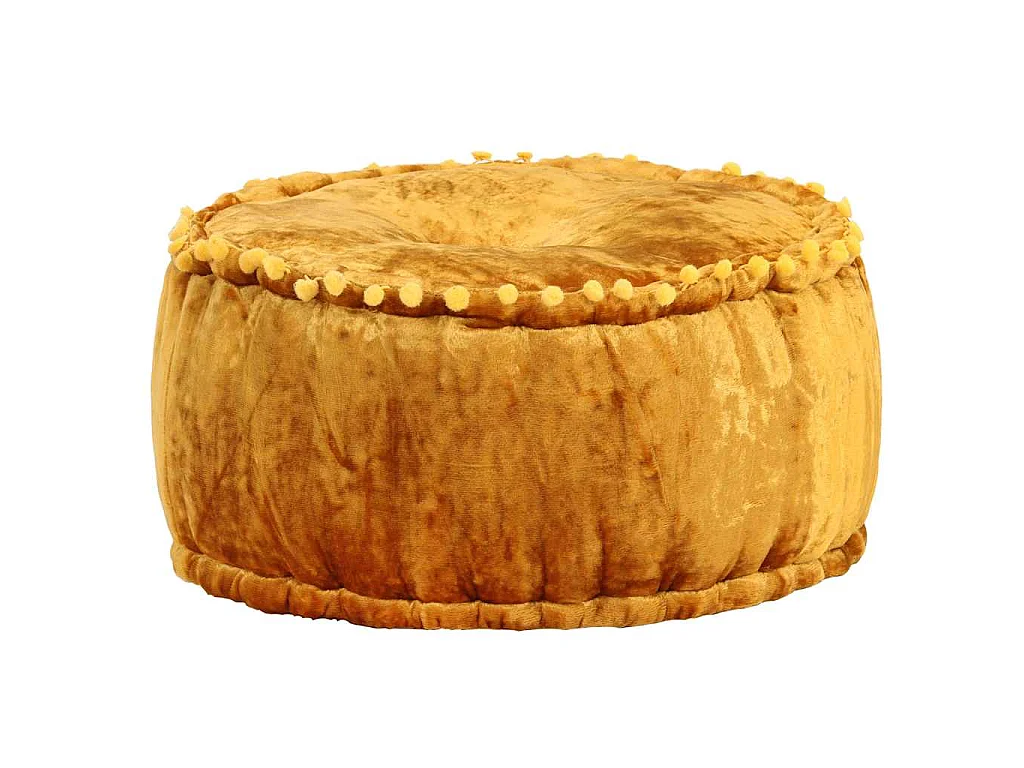 Pouf Rond Velours 40x20 cm Moutarde