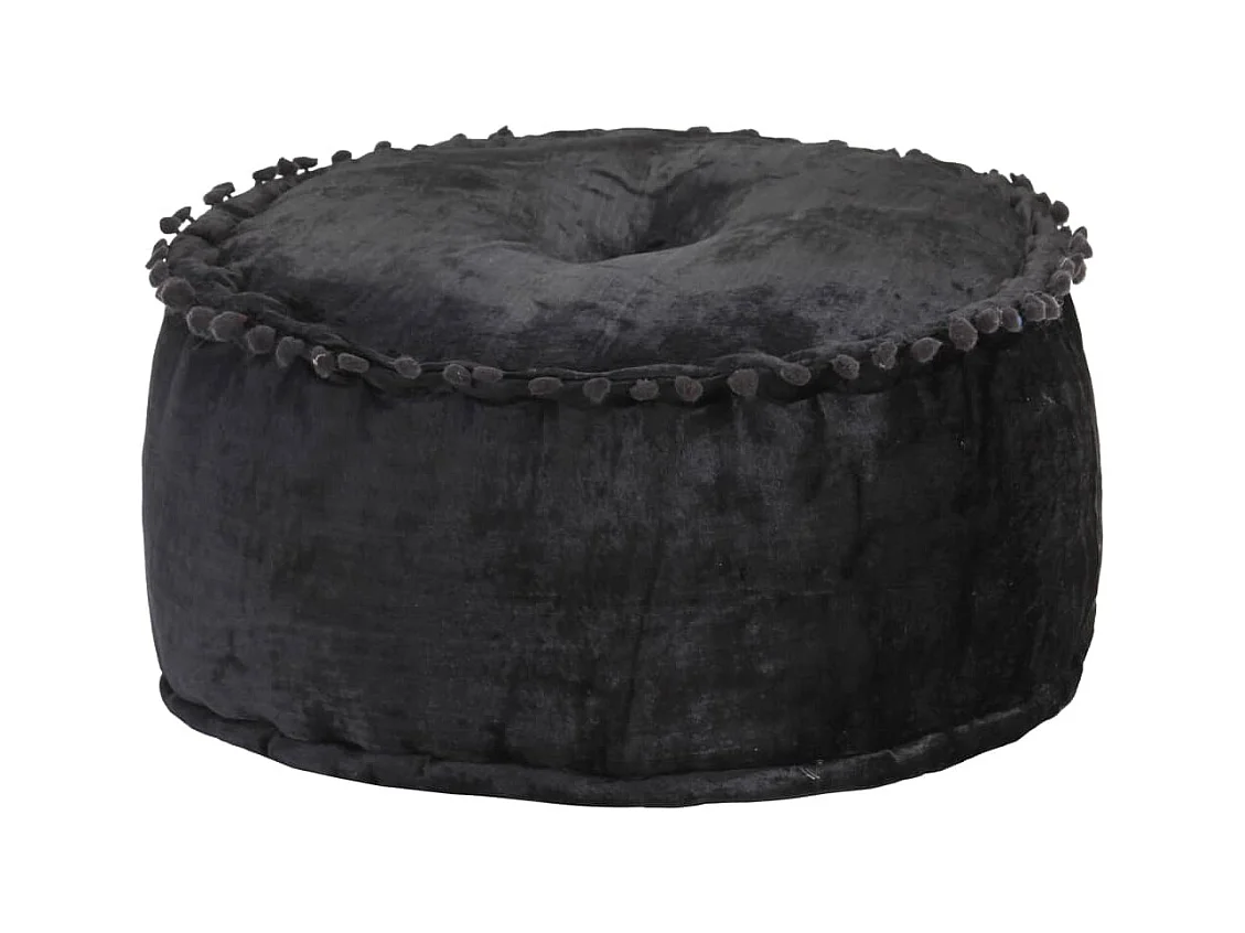 Pouf Rond Velours 40x20 cm Anthracite