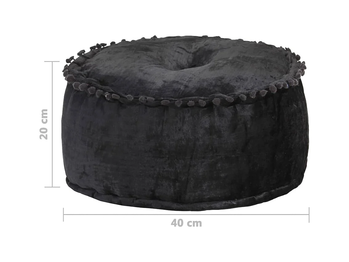Pouf Rund Samt 40×20 cm Anthrazit