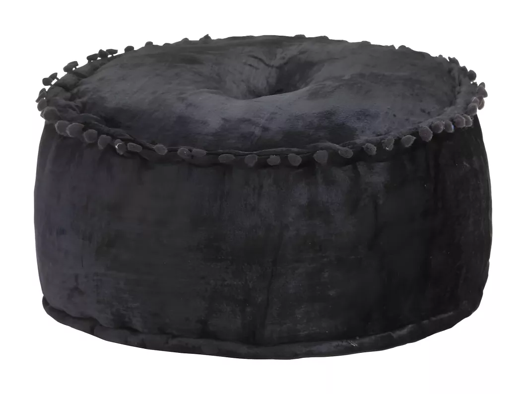 Kauf Unique Pouf Rund Samt 40×20 cm Anthrazit