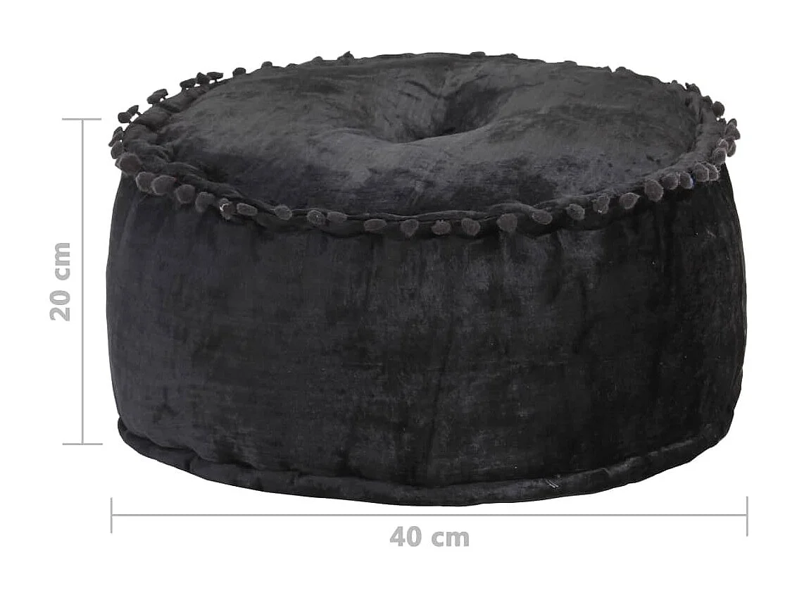 Poef rond 40x20 cm fluweel antraciet