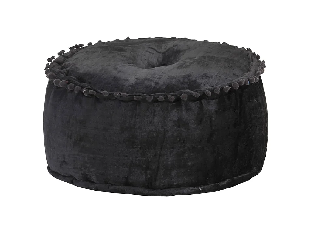 Pouf Rond Velours 40x20 cm Anthracite