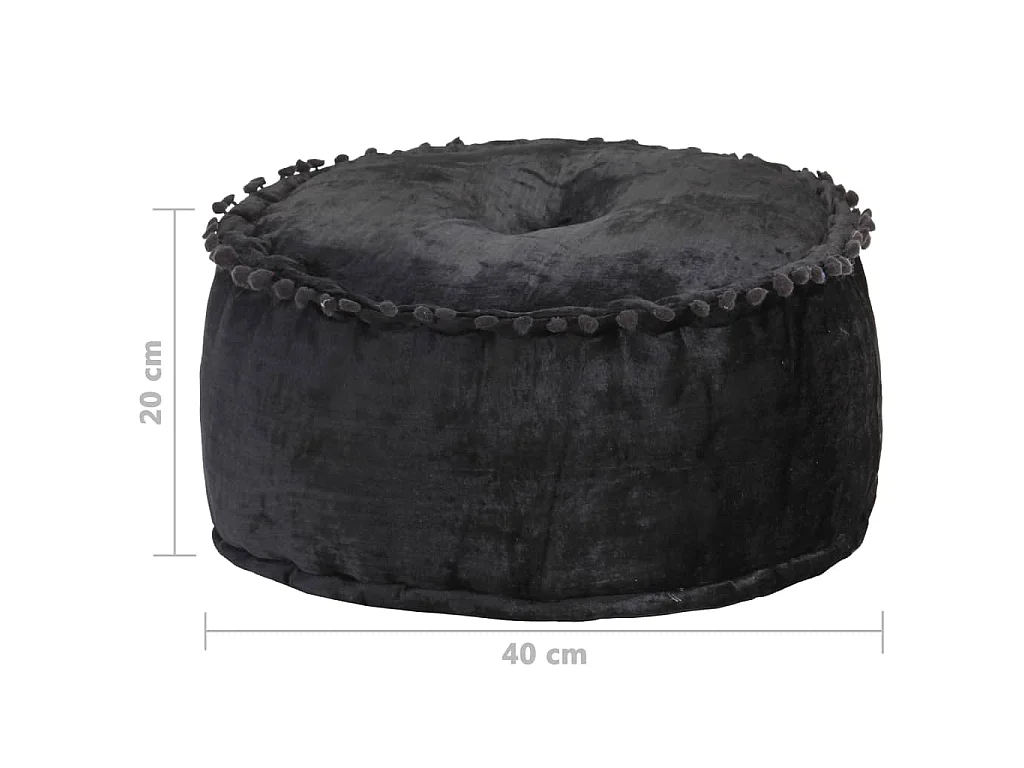 Pouf Rond Velours 40x20 cm Anthracite
