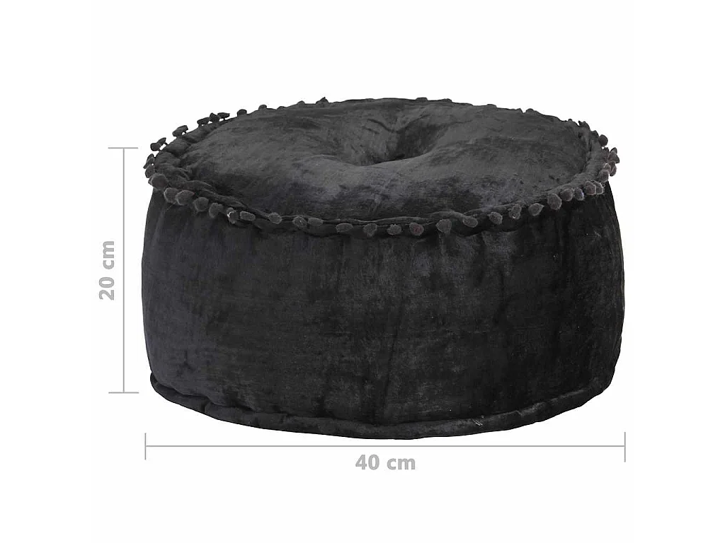 Pouf Rond Velours 40x20 cm Anthracite