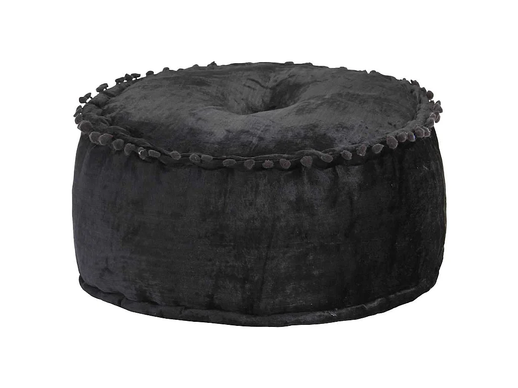 Pouf Rond Velours 40x20 cm Anthracite