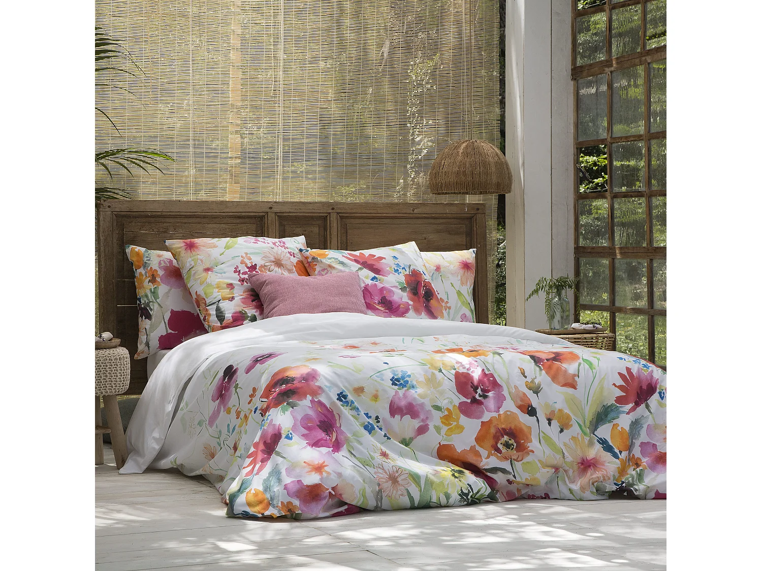 Funda nórdica Nerbina cama 150 cm - 240x220 cm, algodón 200 hilos. Cierre con botones.