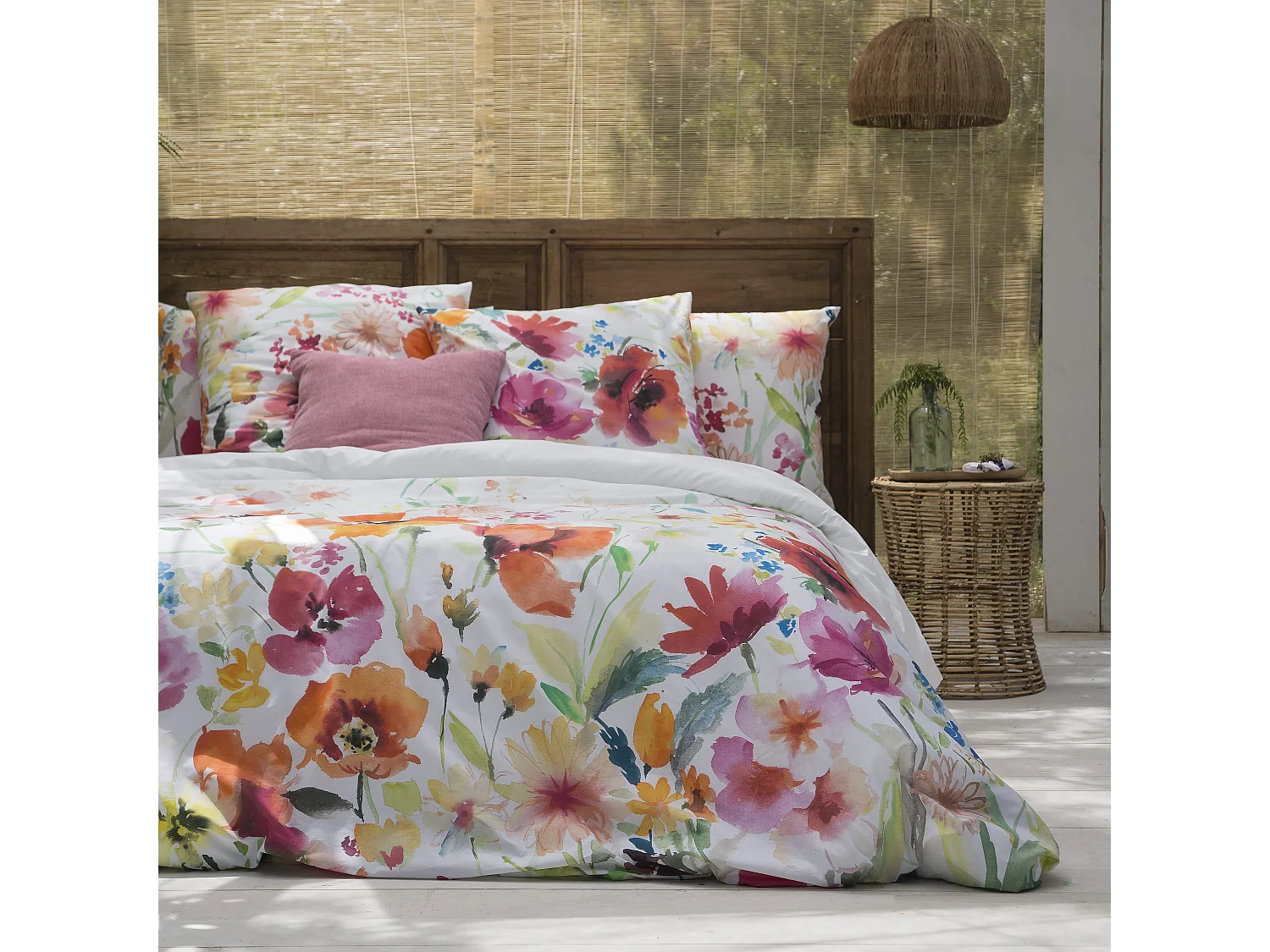 Funda nórdica Nerbina cama 150 cm - 240x220 cm, algodón 200 hilos. Cierre con botones.