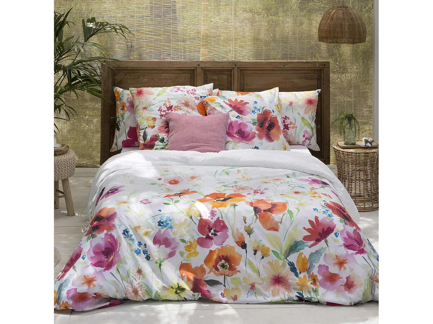 Funda nórdica Nerbina cama 180 cm - 260x240 cm, algodón 200 hilos. Cierre con botones.