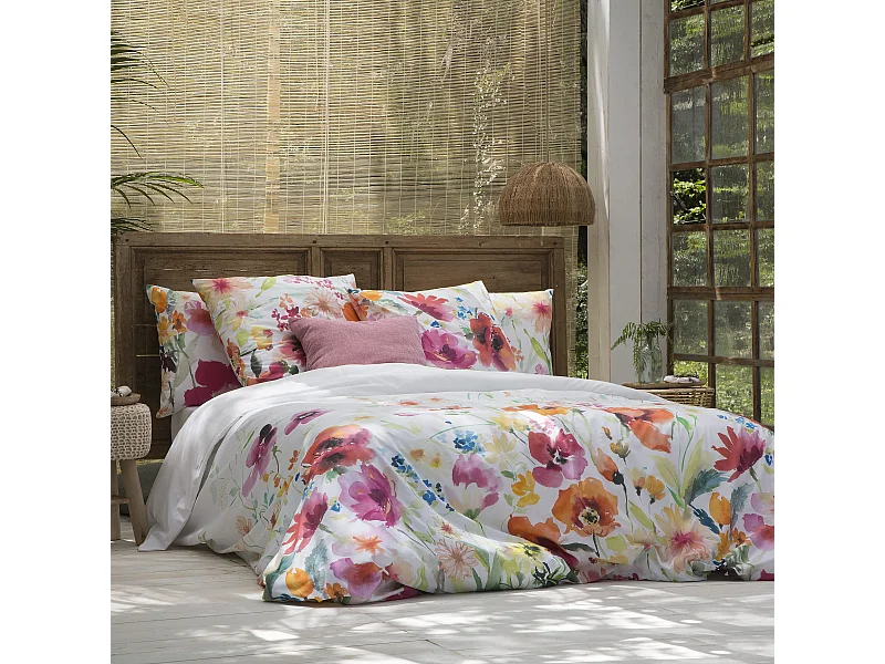 Funda nórdica Nerbina cama 180 cm - 260x240 cm, algodón 200 hilos. Cierre con botones.