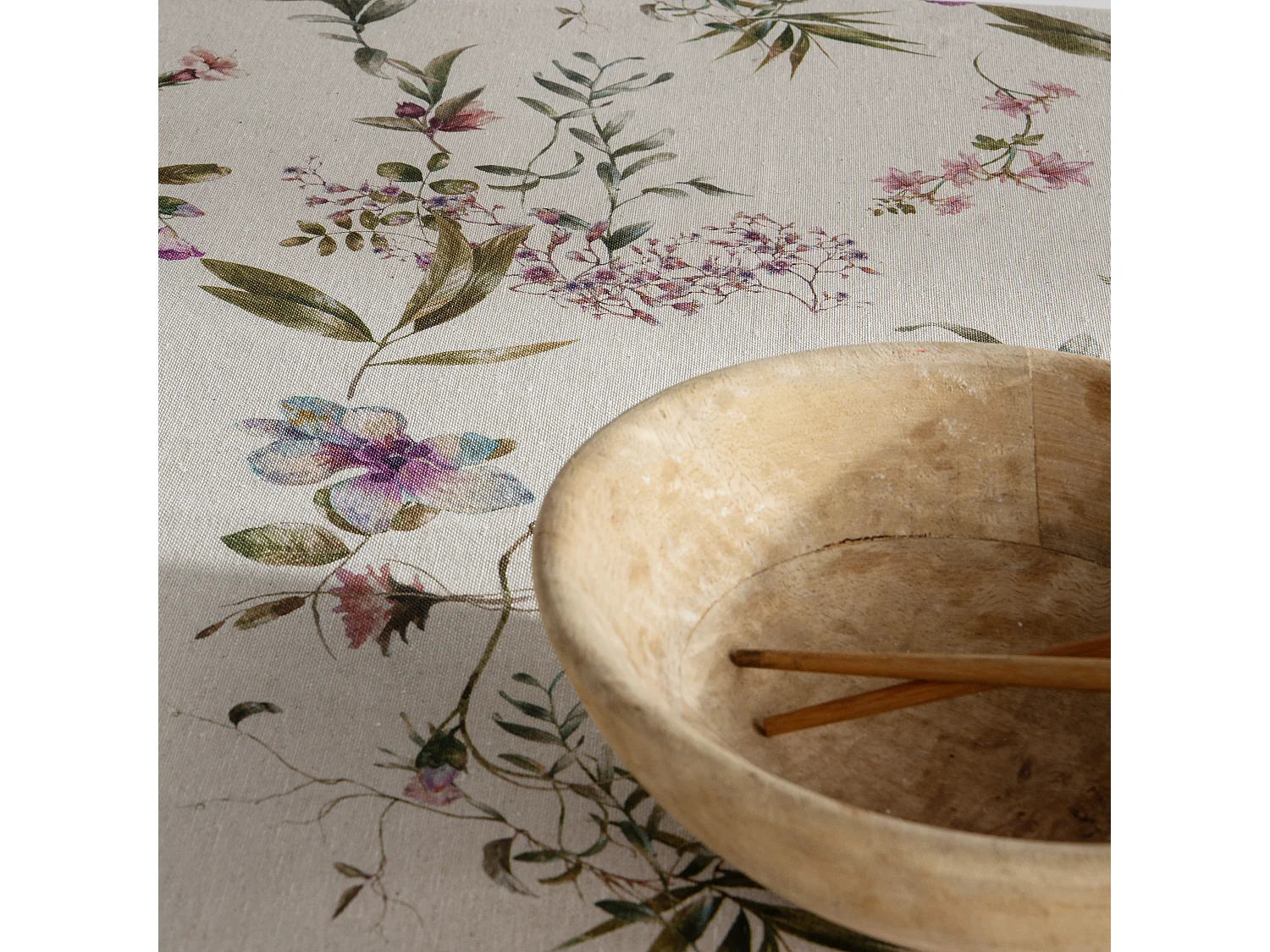 Mantel lino antimanchas estampado Paulette Verde 140x200 cm