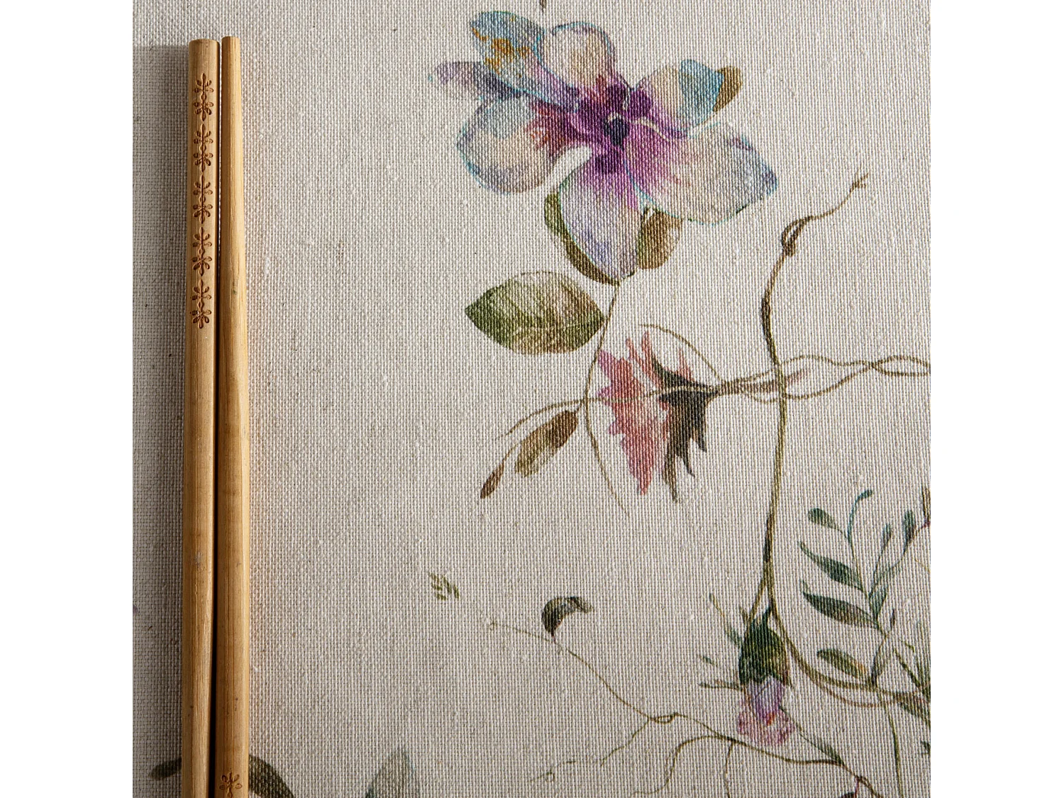 Mantel lino antimanchas estampado Paulette Verde 140x200 cm