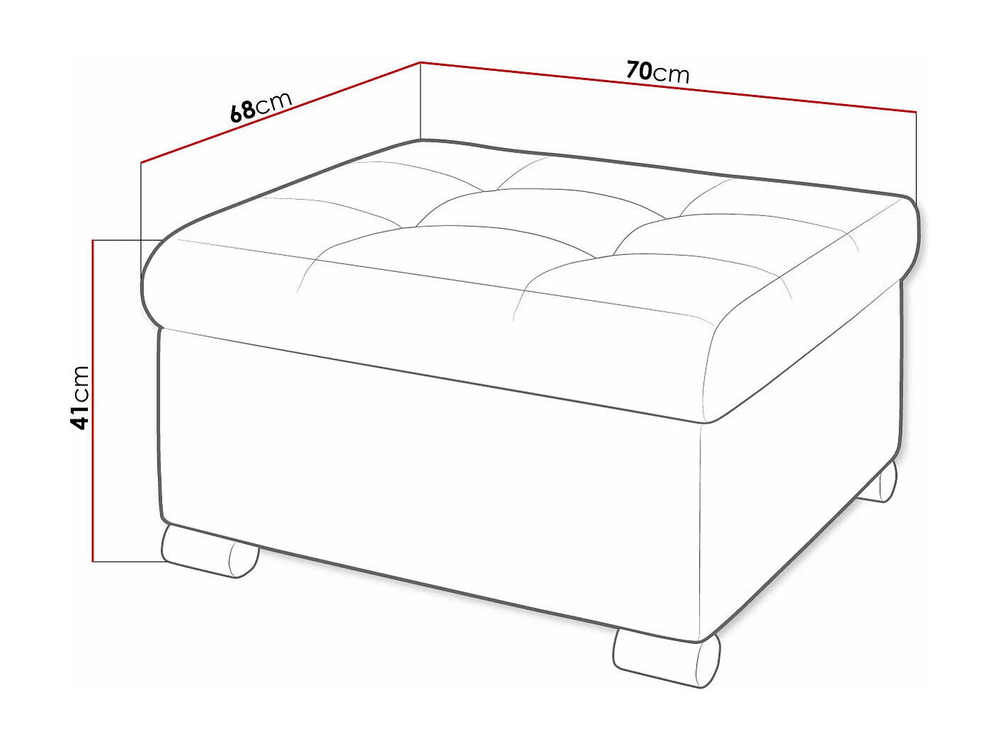 Puf Comfivo 115, Gris, 41x68x70cm, Tapiz, Patas: Plástico