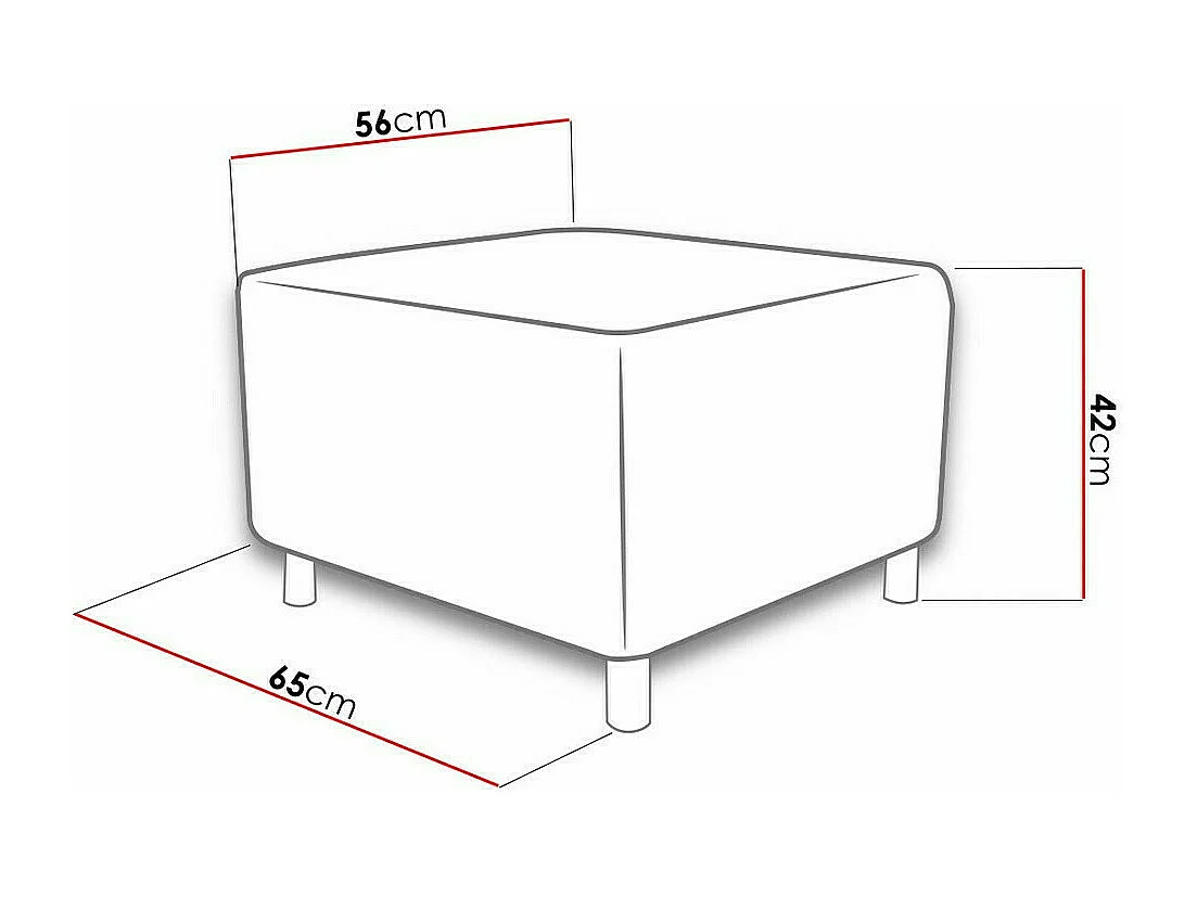 Puf Comfivo 126, Gris, 42x56x65cm, Tapiz, Patas: Plástico