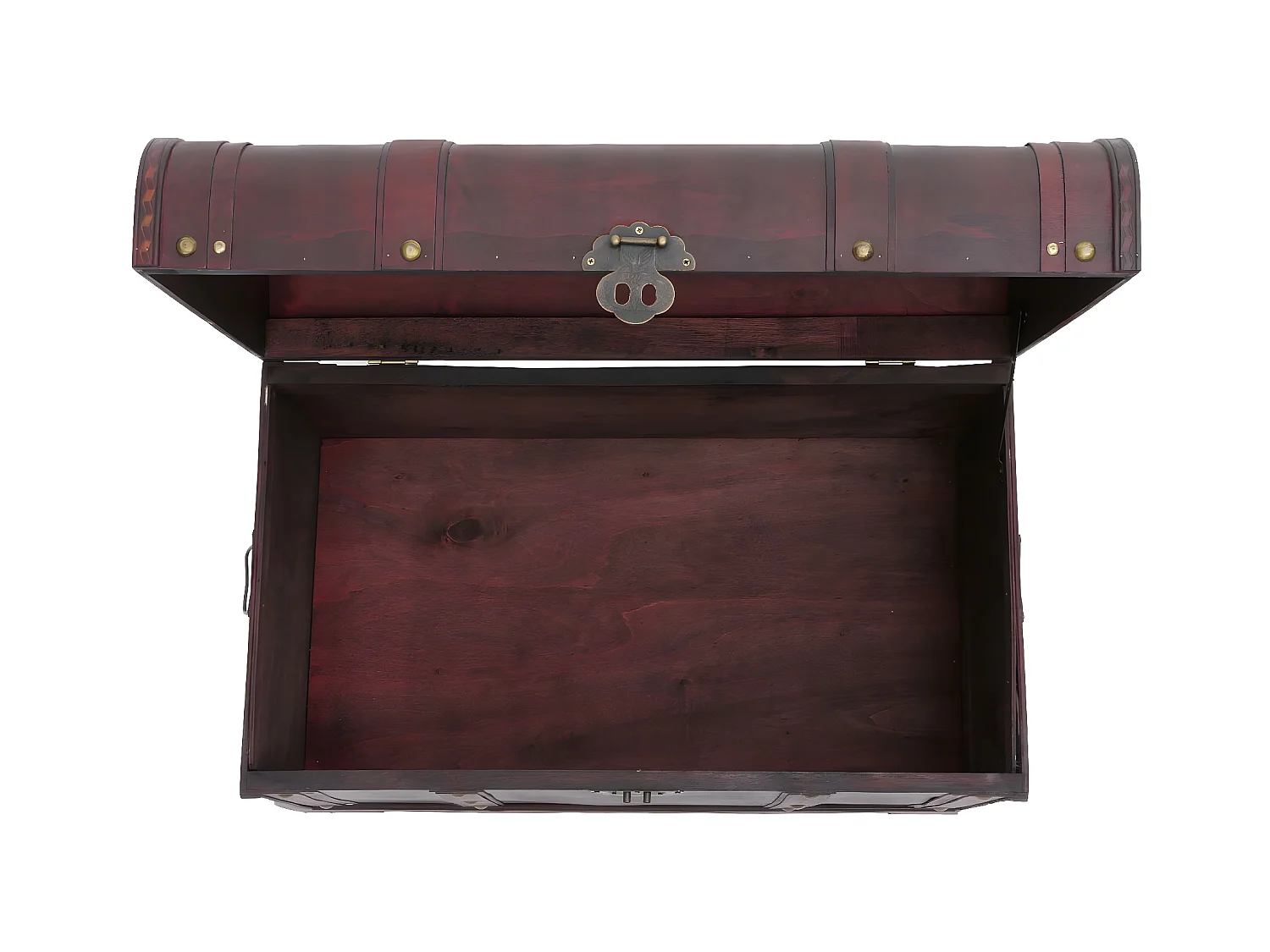 Coffre en bois Antibes aspect antique rond,  rond