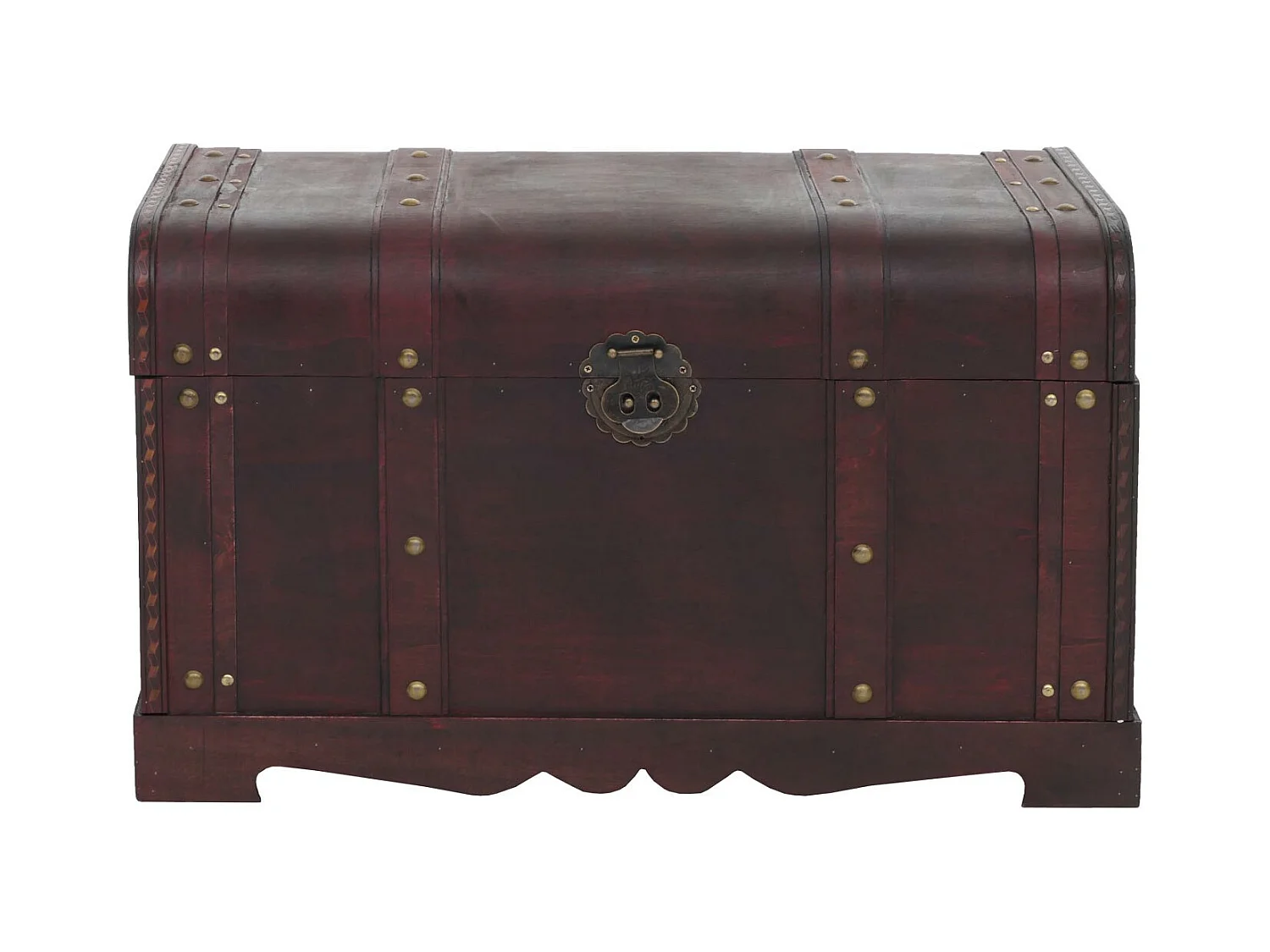 Coffre en bois Antibes aspect antique rond,  rond