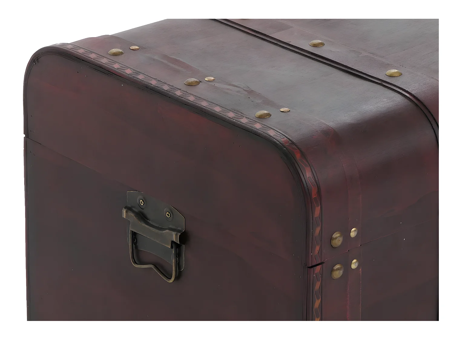 Coffre en bois Antibes aspect antique rond,  rond