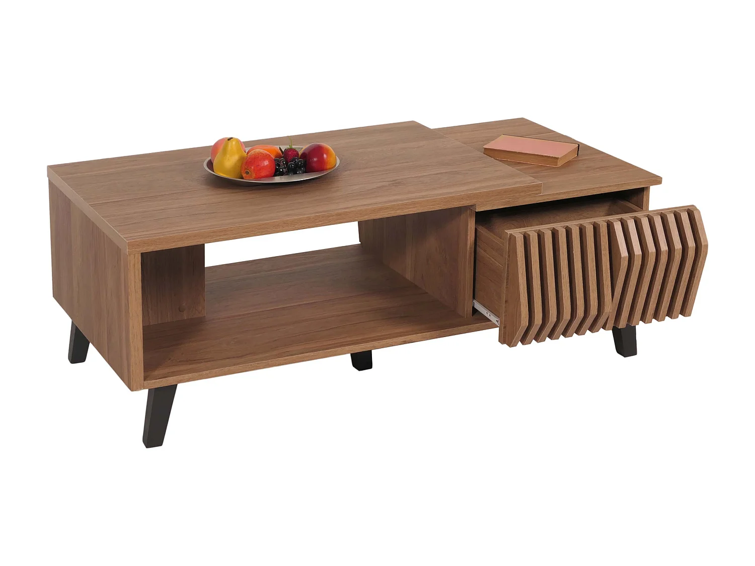 Couchtisch MCW-M45, Wohnzimmertisch Beistelltisch Sofatisch, 3D-Design Schubladen 44x120x65cm, braun