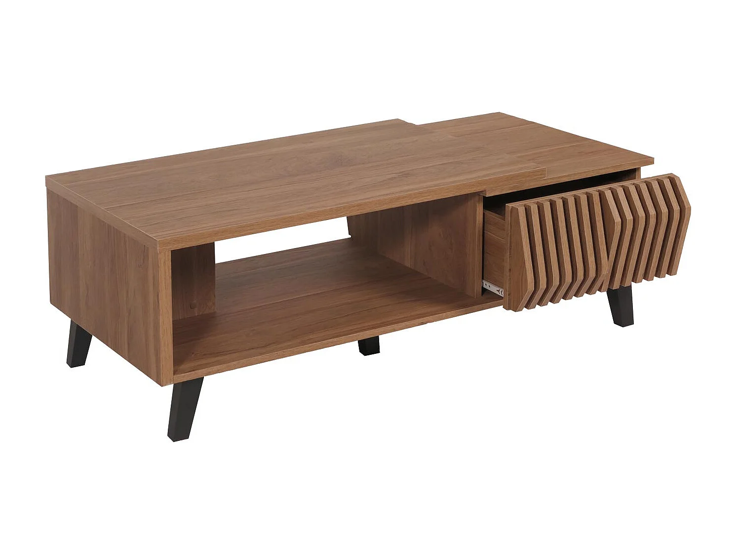 Couchtisch MCW-M45, Wohnzimmertisch Beistelltisch Sofatisch, 3D-Design Schubladen 44x120x65cm, braun