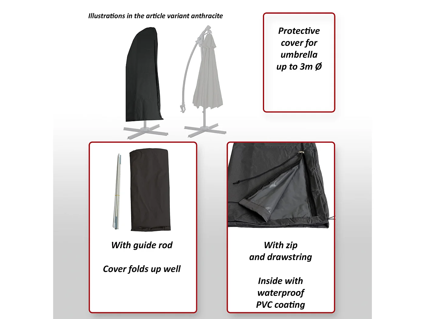 Funda protectora para parasol voladizo MCW-D14,  crema