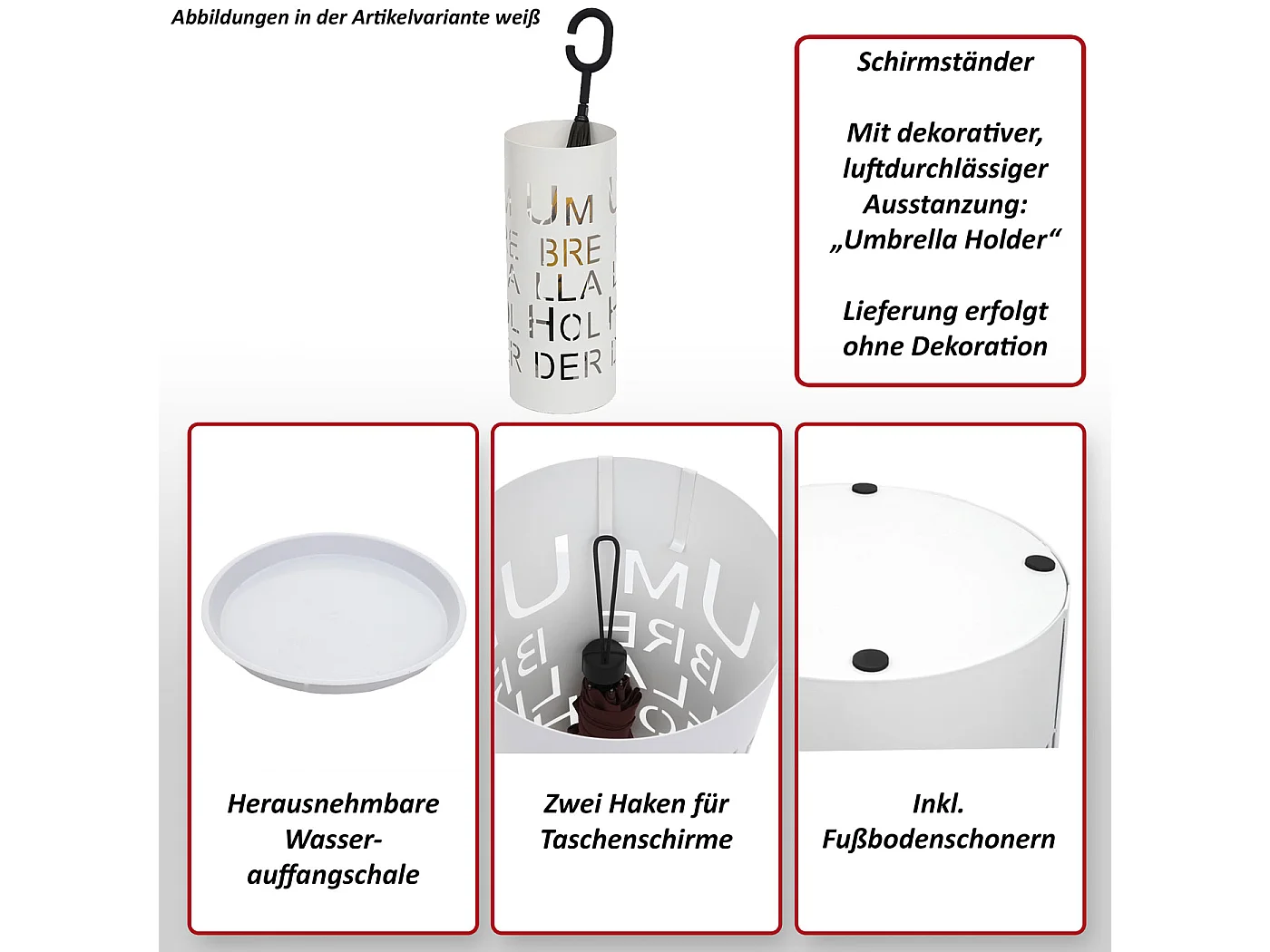 Porte-parapluies MCW-C78 Ecriture blanche,  écriture, blanc