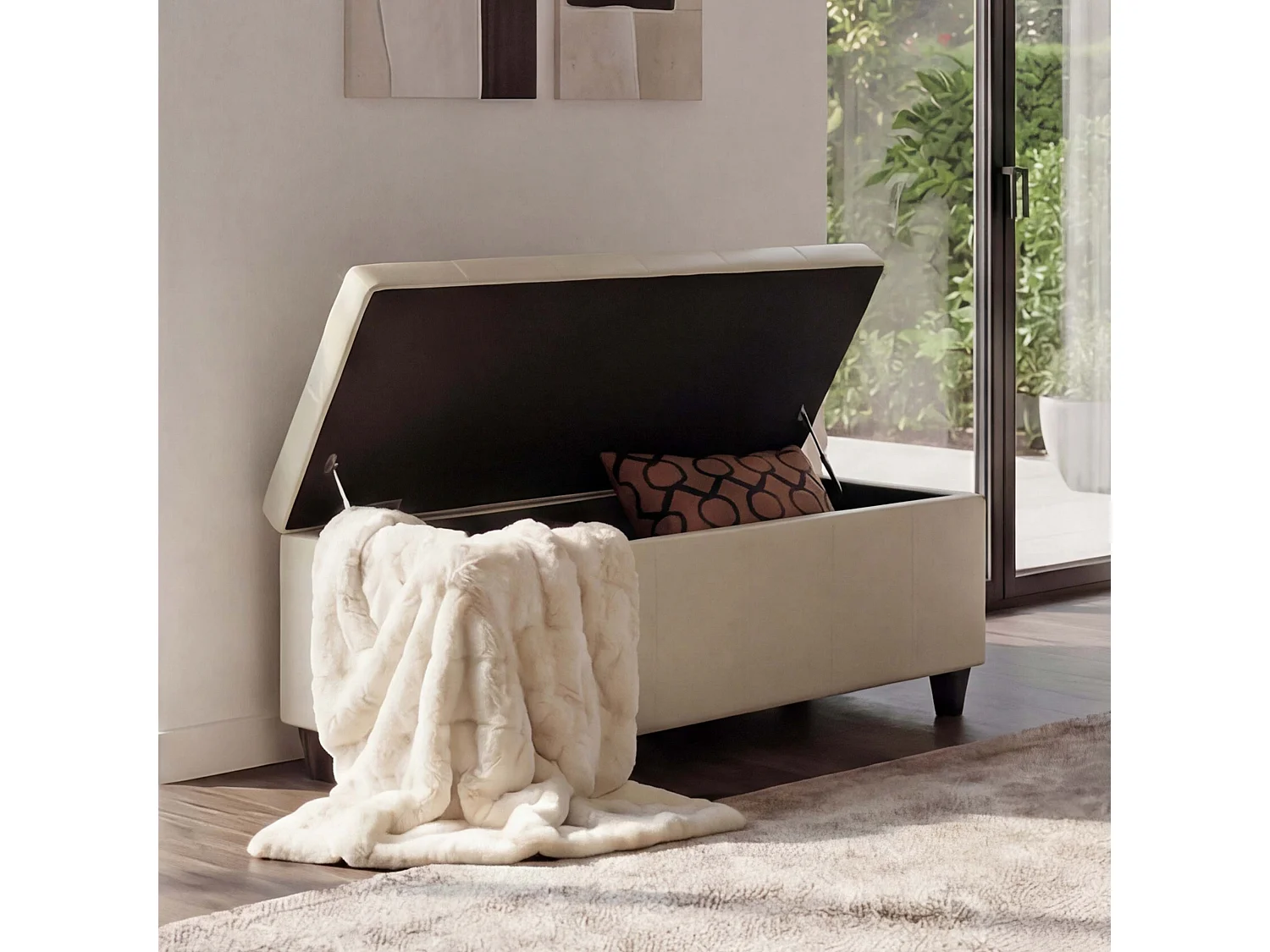 Cofre de almacenamiento Kriens,  crema