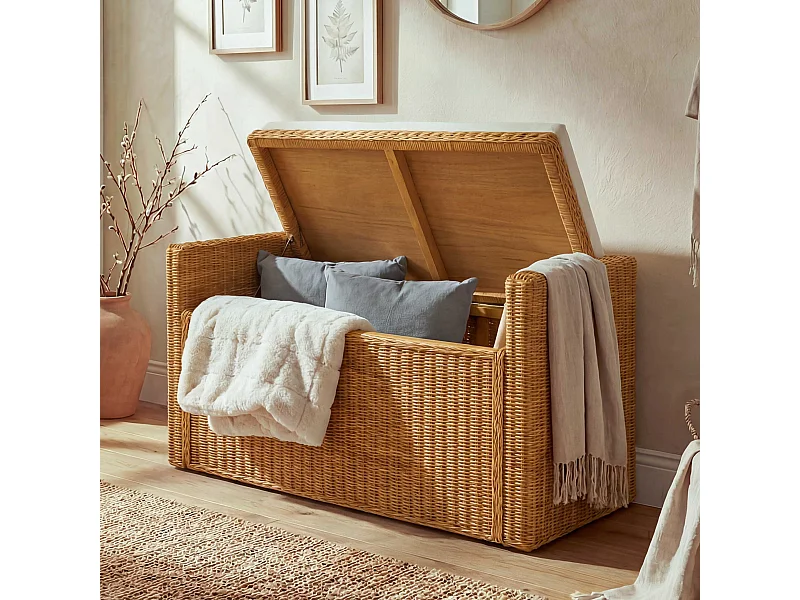 Coffre de rangement Genua Rattan,  doré